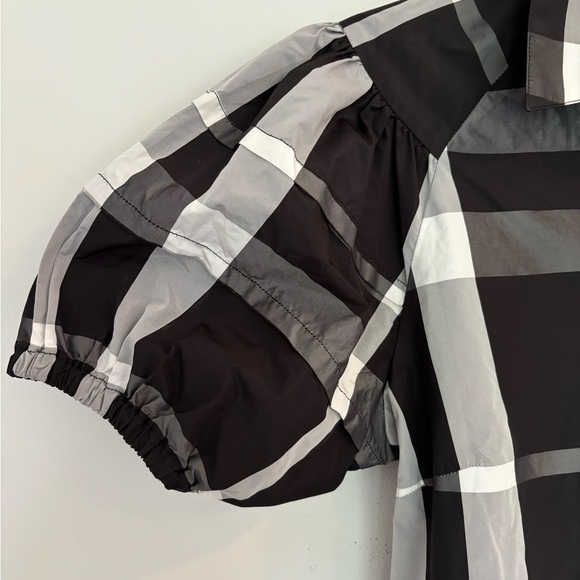 Pink tartan puffed sleeves, size 8, plaid with round silver buttons - Picture 7 of 9